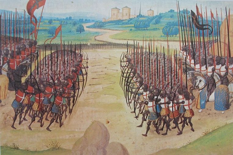 Contemporary drawing of the Battle of Agincourt.
